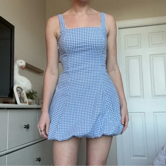 Abercrombie & Fitch Blue Gingham Bubble Dress - Picture 2 of 4